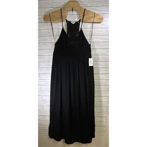 NWT Jason Wu Black Women's Maxi Crochet Top Linen Blend‎ Dress Size Large